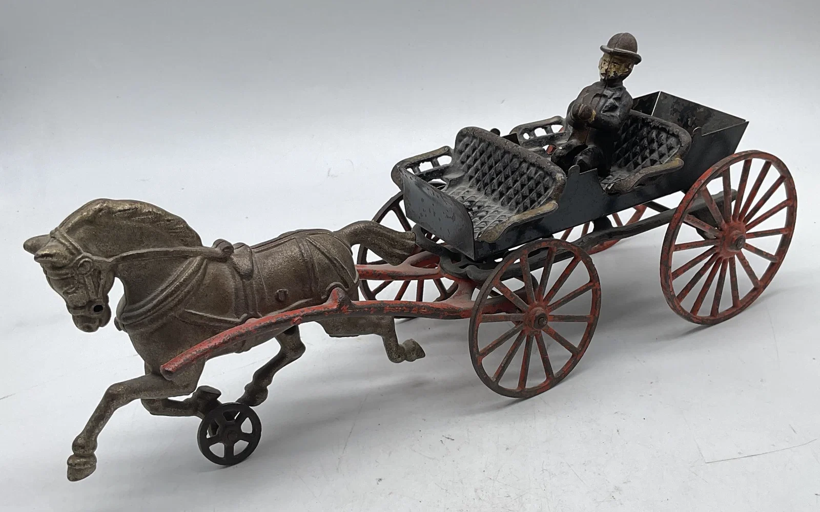 Antique Iron horse Drawn Buggy Wagon Toy