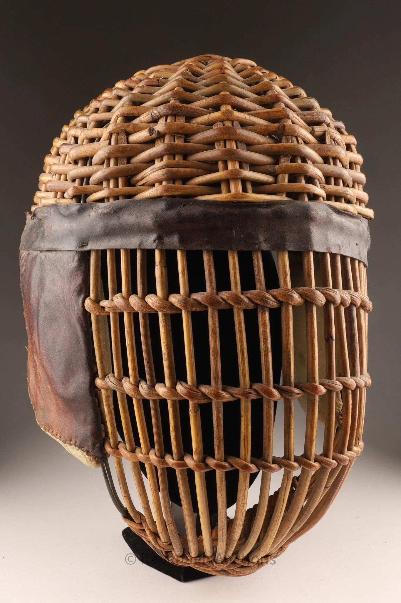 Antique Japanese Kendo Woven Bamboo or Wicker Practice Helmet Mask