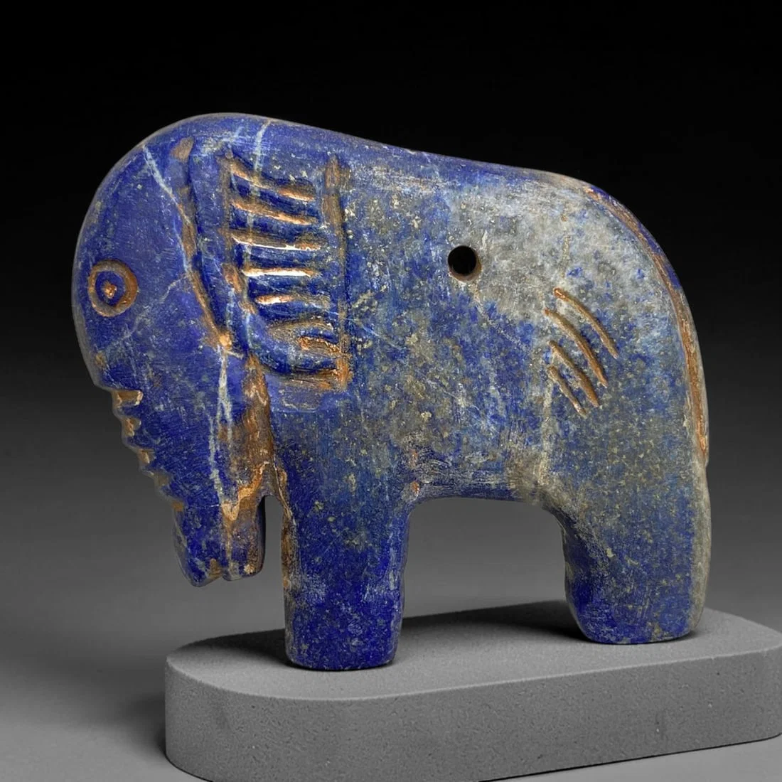 Antique Lapis Elephant Effigy - Near Eastern Tribal Art, 160g, 2AA