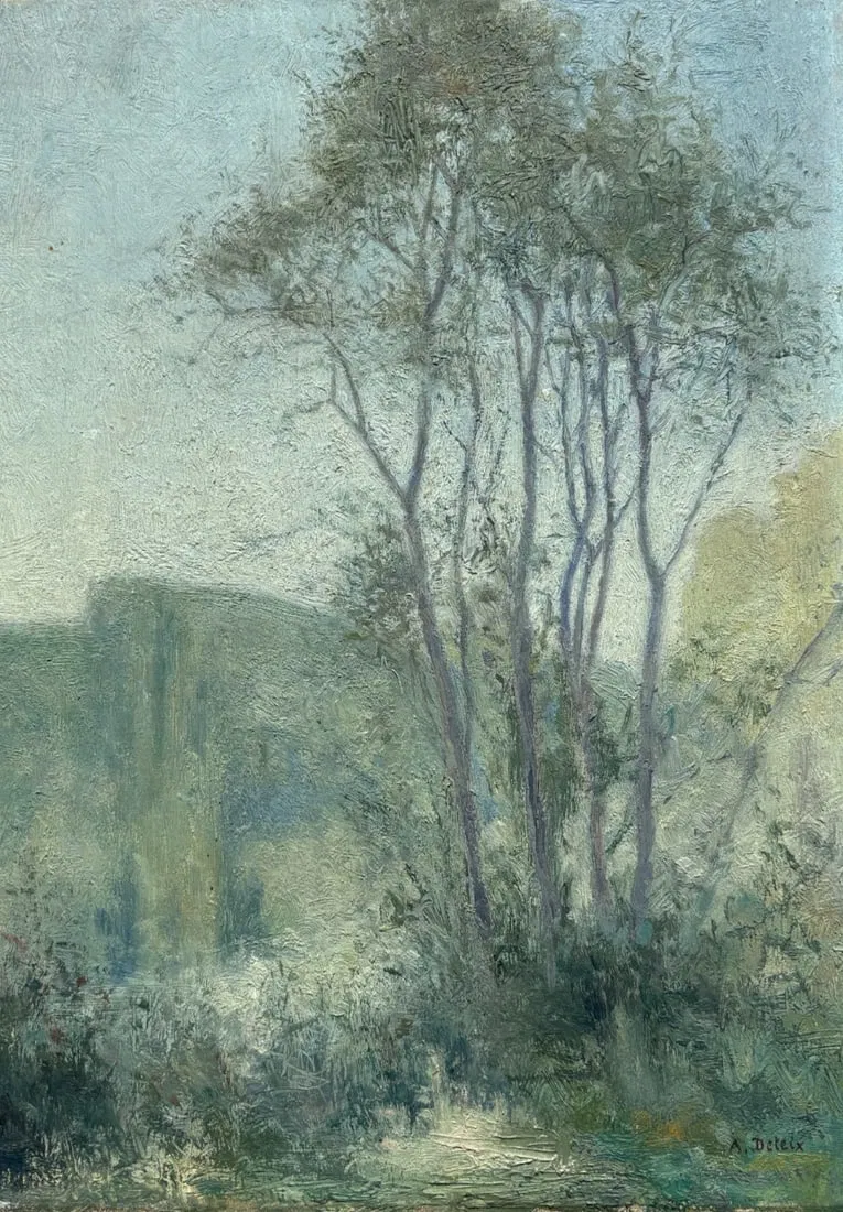 Antique Original Painting Signed Landscape, Trees Adolphe DETEIX (1892-1967)