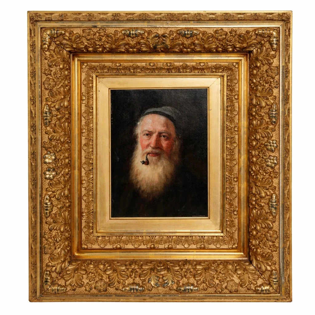 Antique Portrait of Gentleman with Pipe, Oil on Board