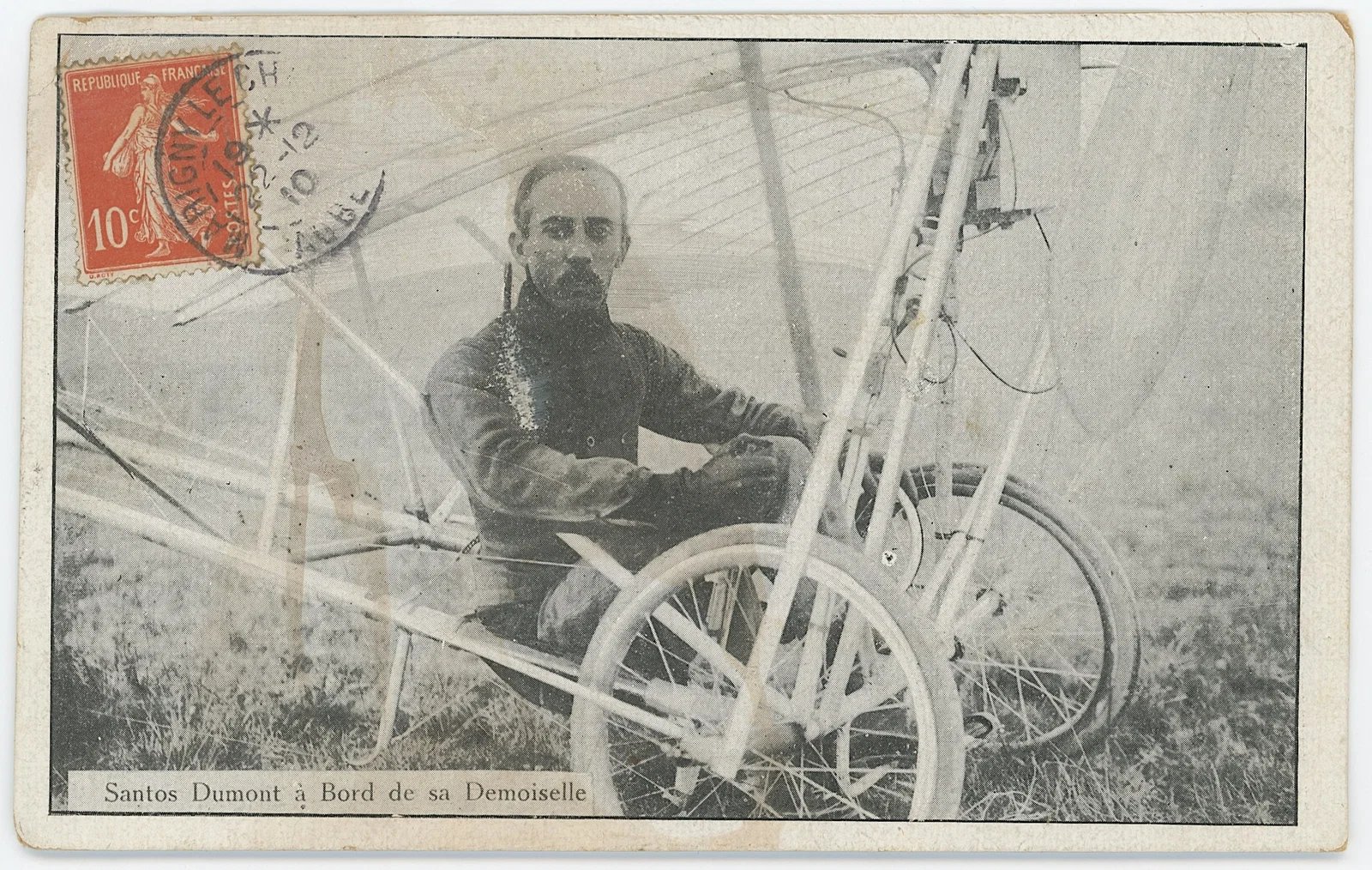 Antique Postcard 1910 Pioneers Aviation Santos Dumont