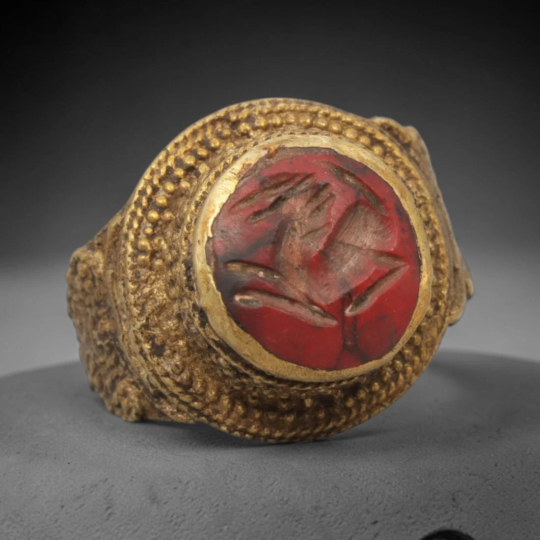 Antique Qajar Dynasty Red Stone Intaglio Ring - Size 7 US, 12WJ