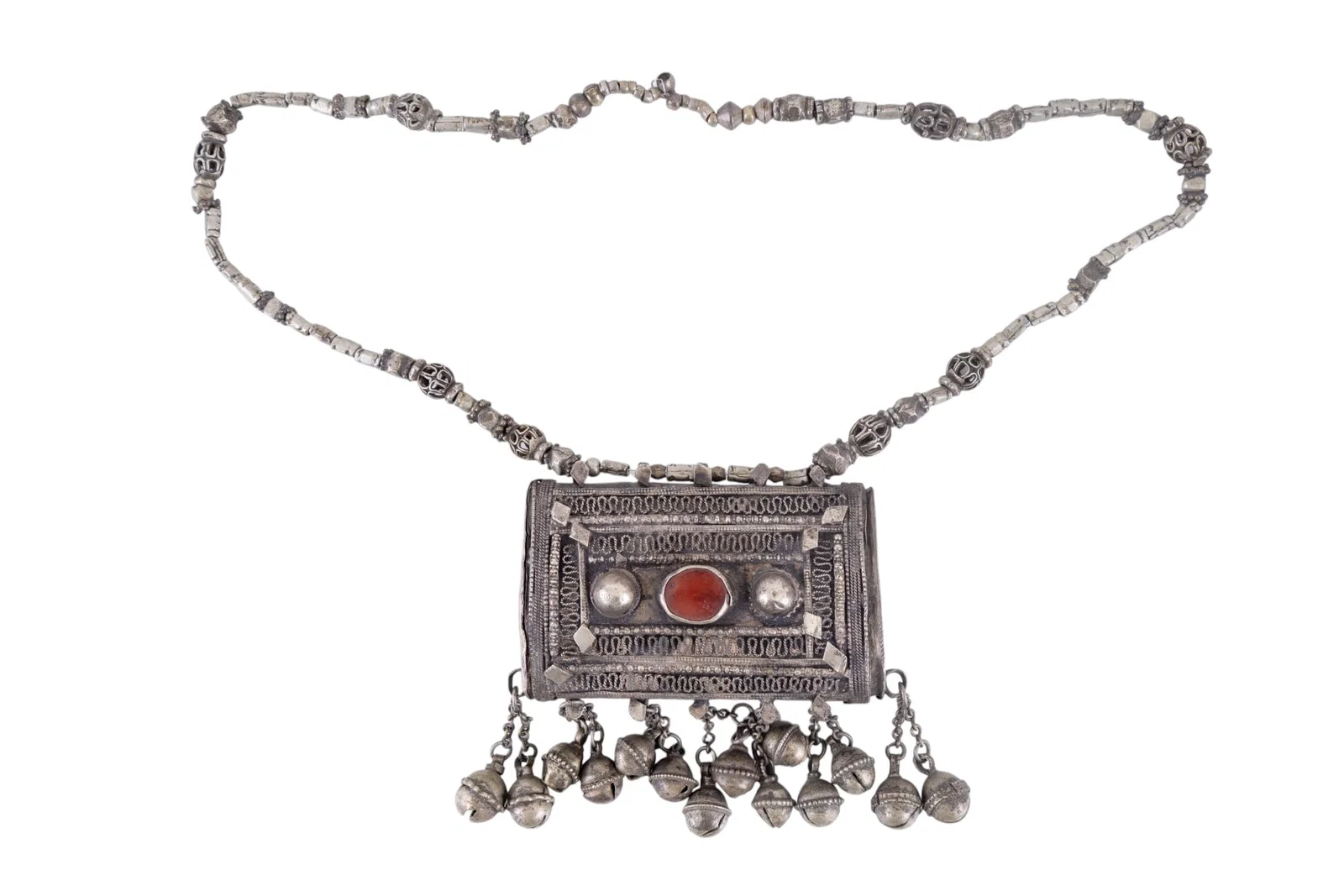 Antique Silver Yemeni Hirz Talisman Necklace