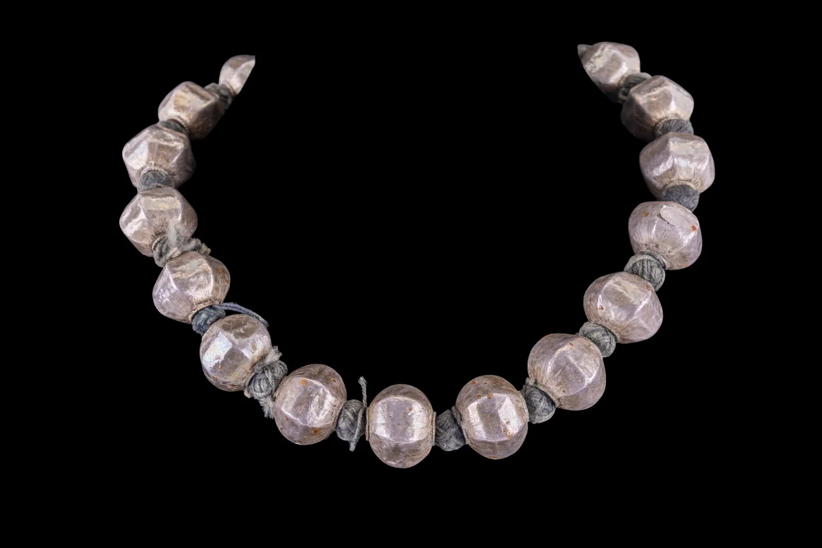 Antique Tibetan Nepali Silver Beaded Necklace