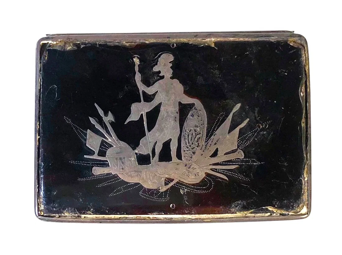 Antique Tortoise-Shell-Design Snuff Box