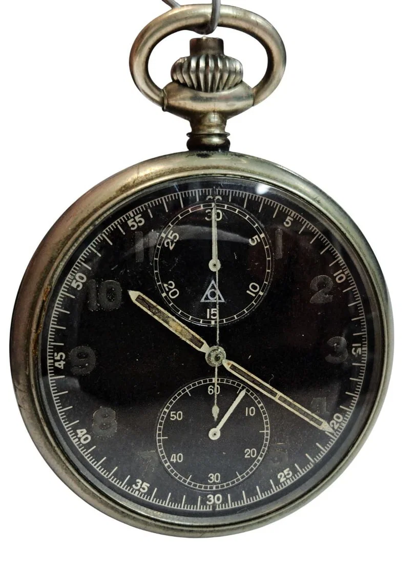 Antique WWII Minerva Chronograph Swiss Military Pocket Watch Pilot Navigation