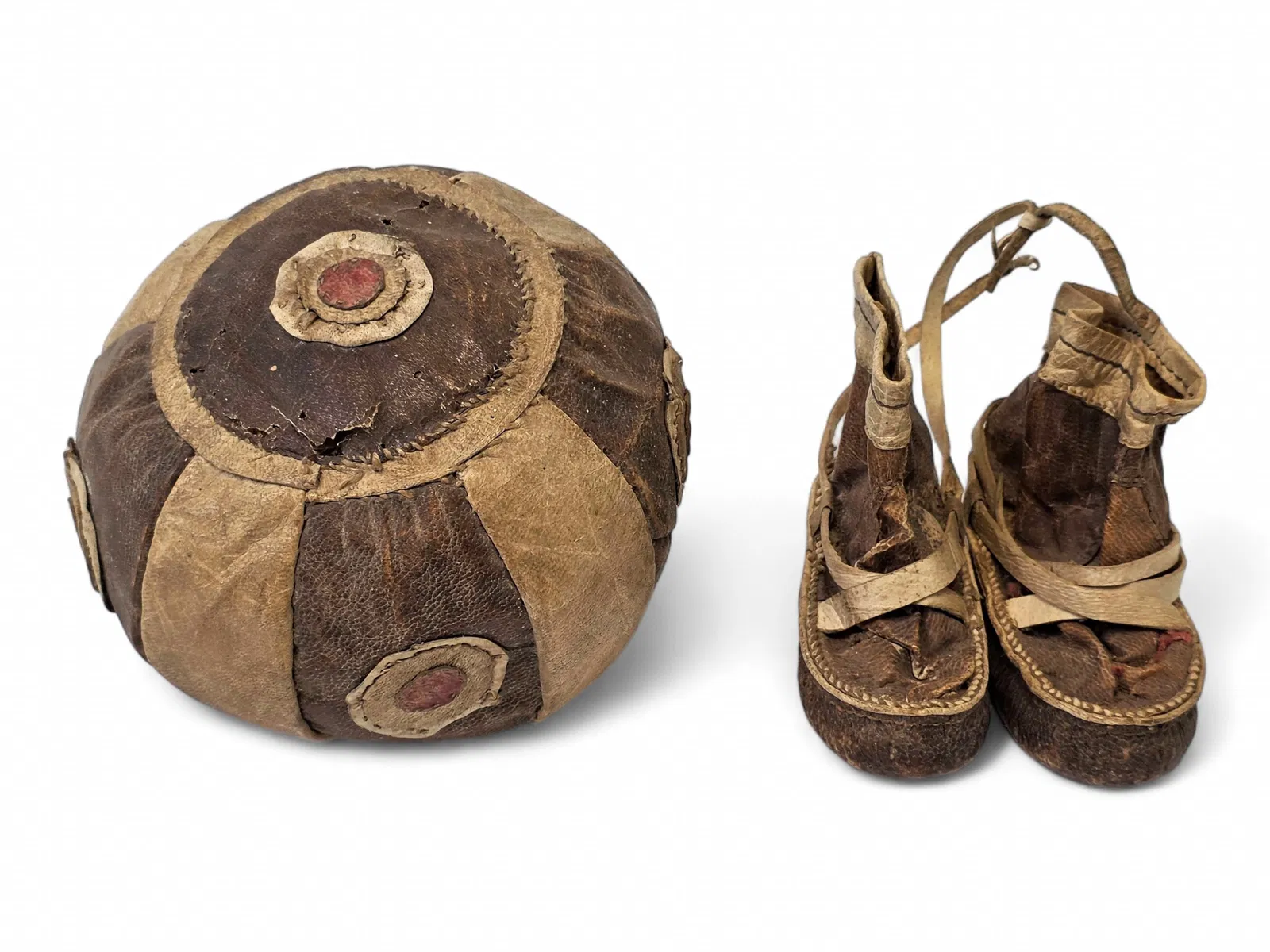 Antique Yup'ik Child-Sized Mukluks & Game Ball