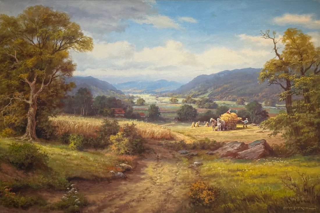 Anton Gutknecht (Untitled) Landscape Original Oil (Farm Scene)