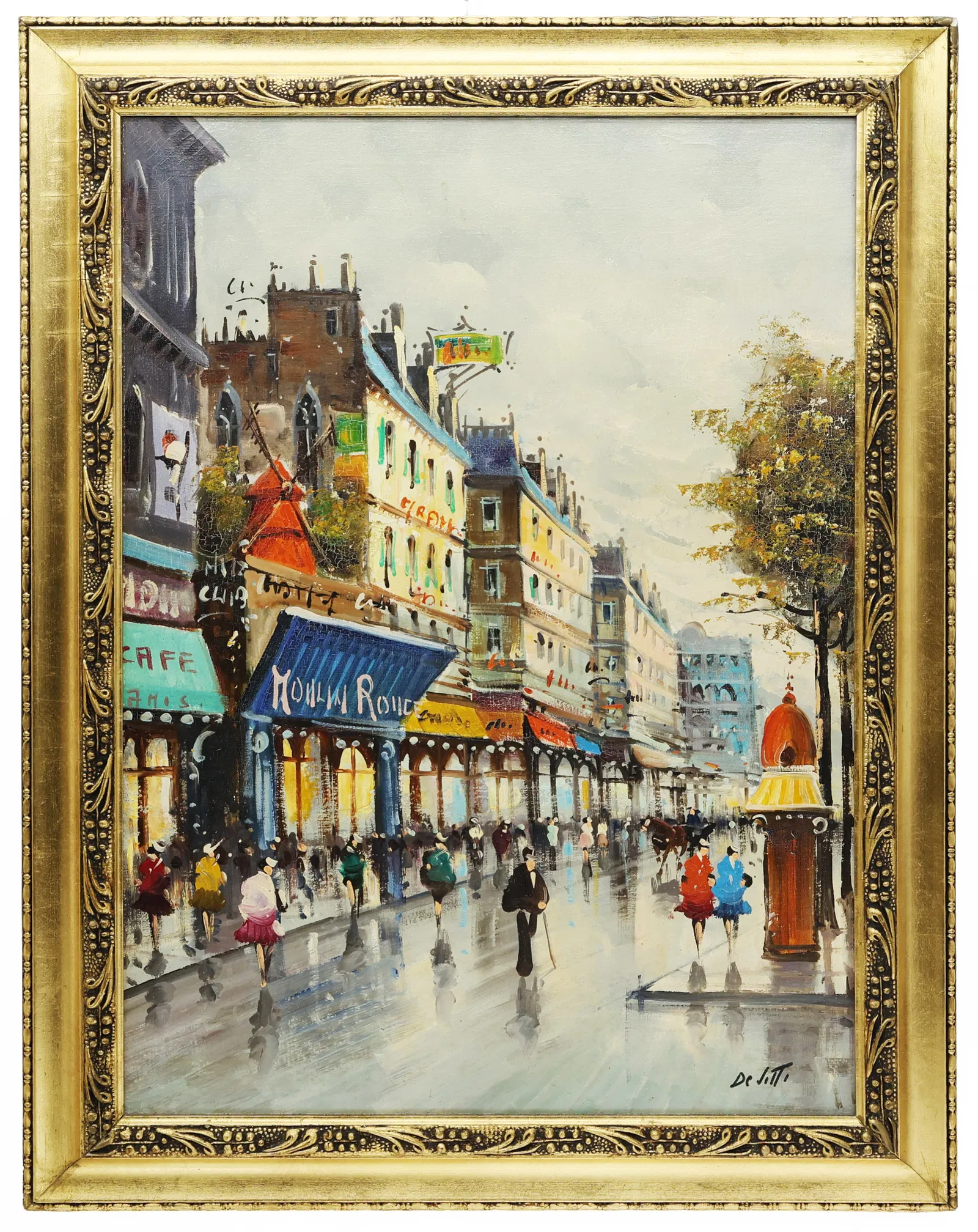 Antonio DeVity (Italian, 1901-1993) Parisian Boulevard Scene, Oil on Canvas Painting