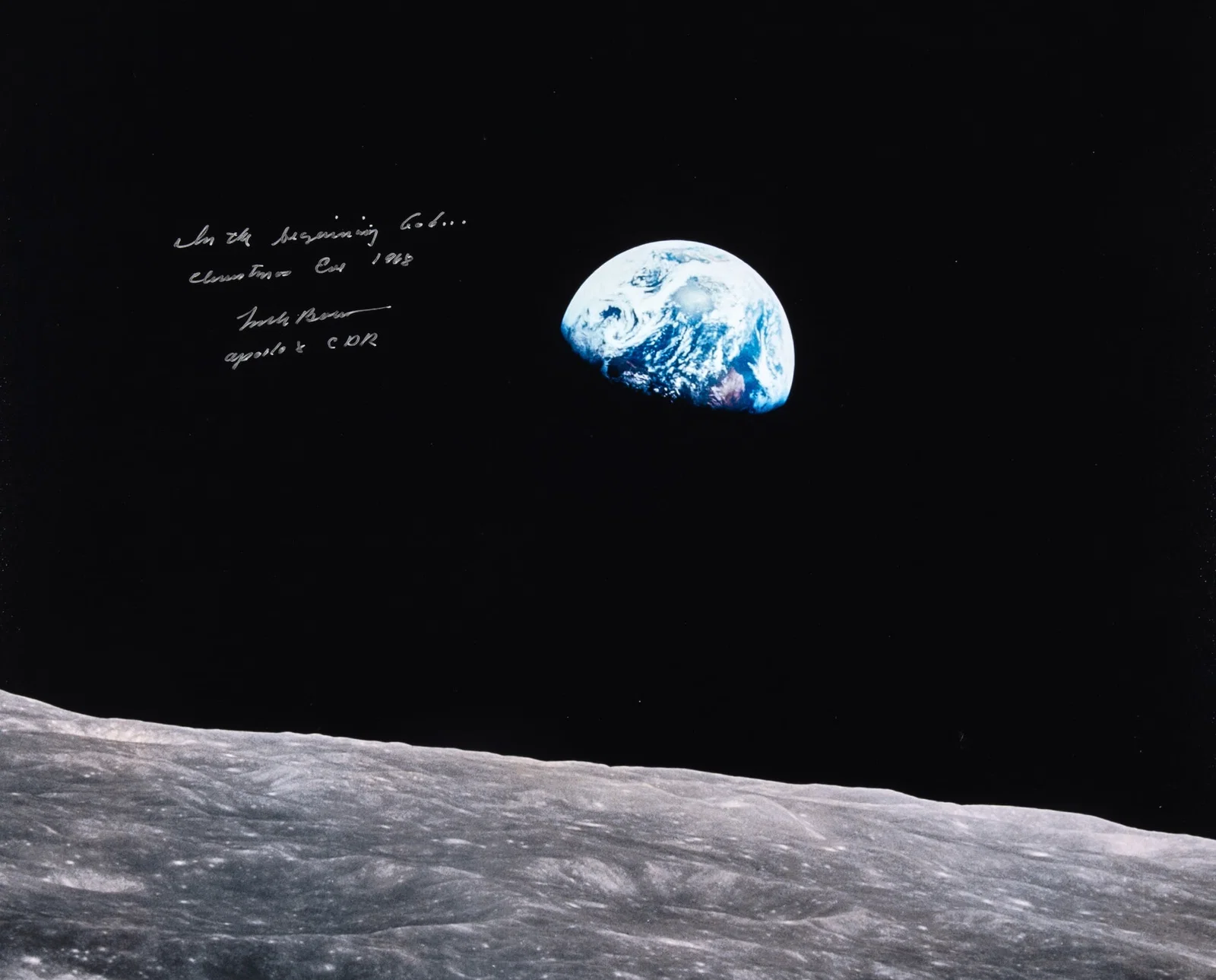 Apollo 8 astronaut Frank Borman signed large-format "Earthrise" photograph