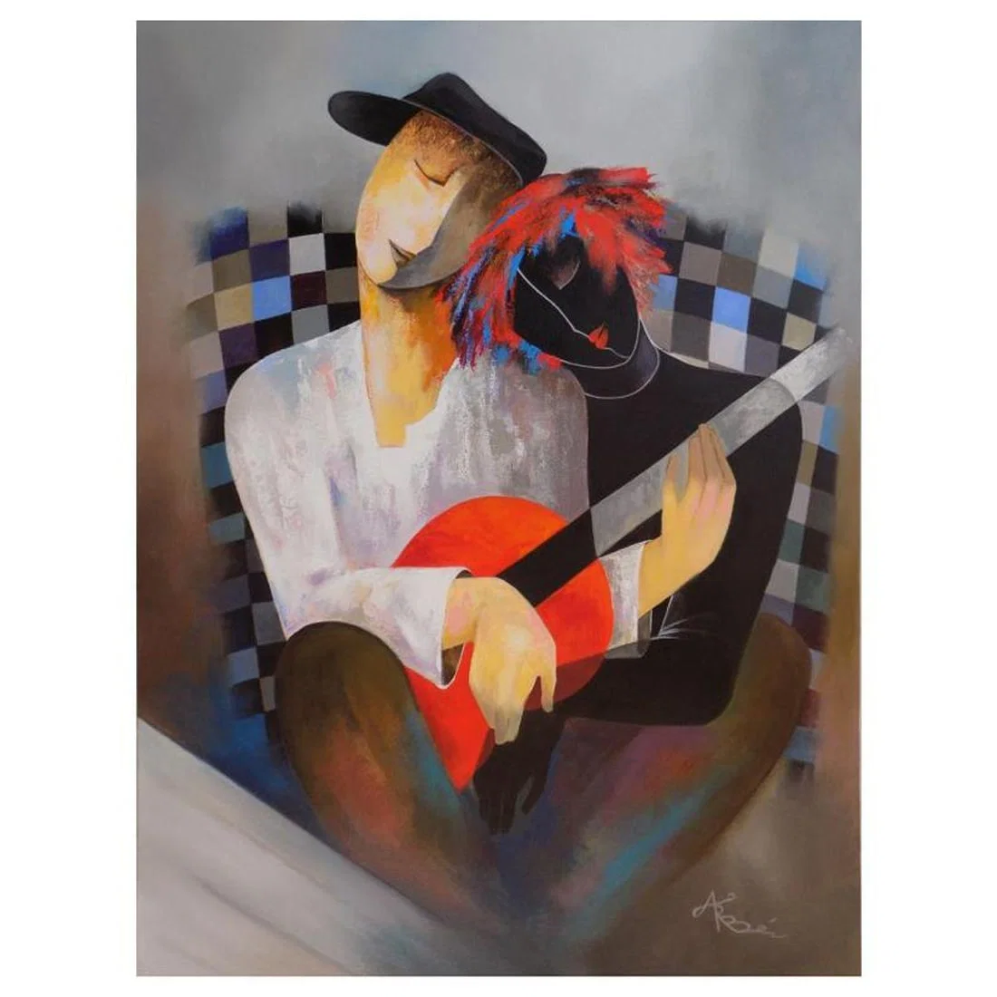 Arbe, "In Harmony" Hand Signed Original Painting on Canvas with Letter of Authenticity.