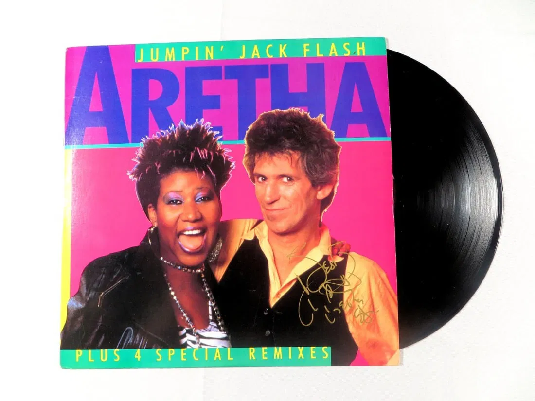 Aretha Franklin Signed Jumpin' Jack Flash Album Cover JSA Authenticated