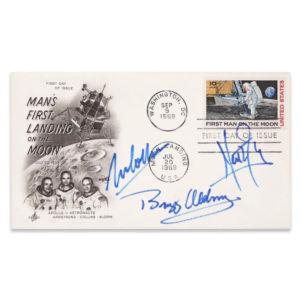 ARMSTRONG, ALDRIN & COLLINS SIGNED APOLLO 11 FIRST DAY COVER