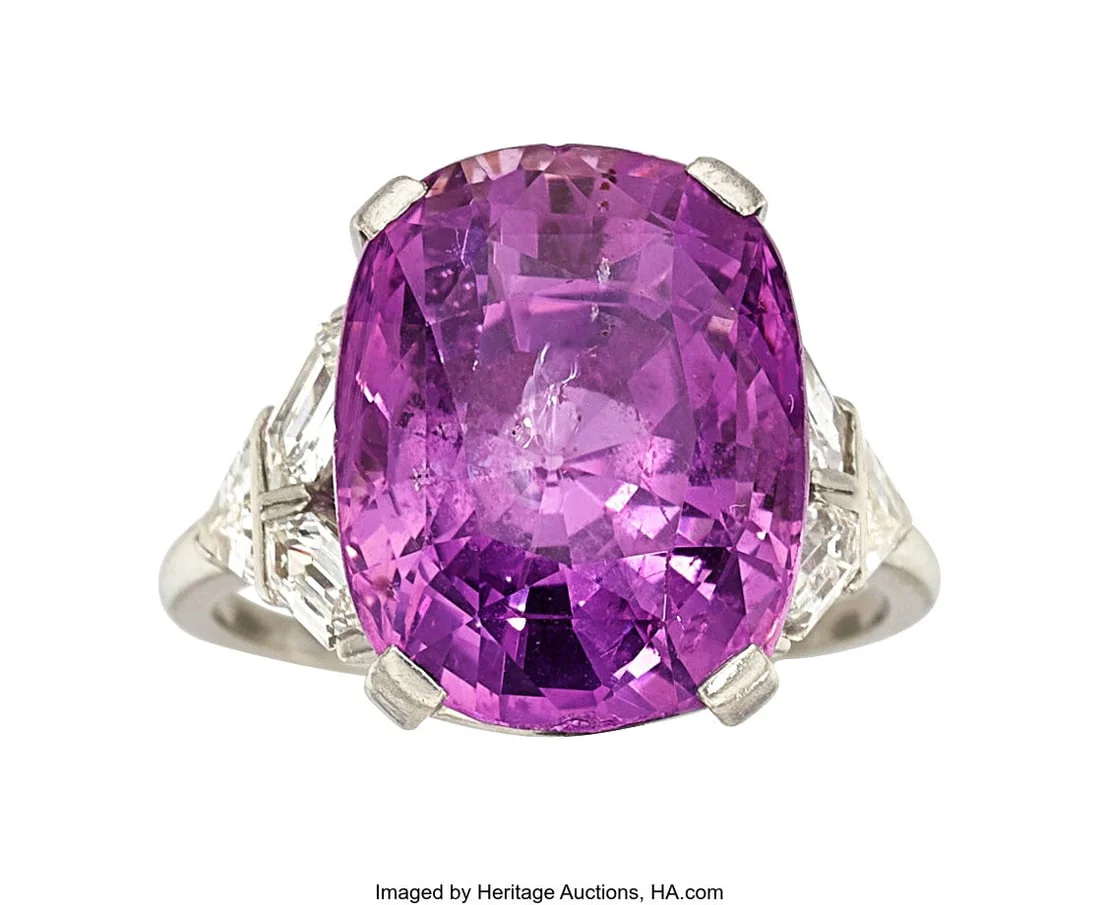 Art Deco Ceylon Pink Sapphire, Diamond, Platinu