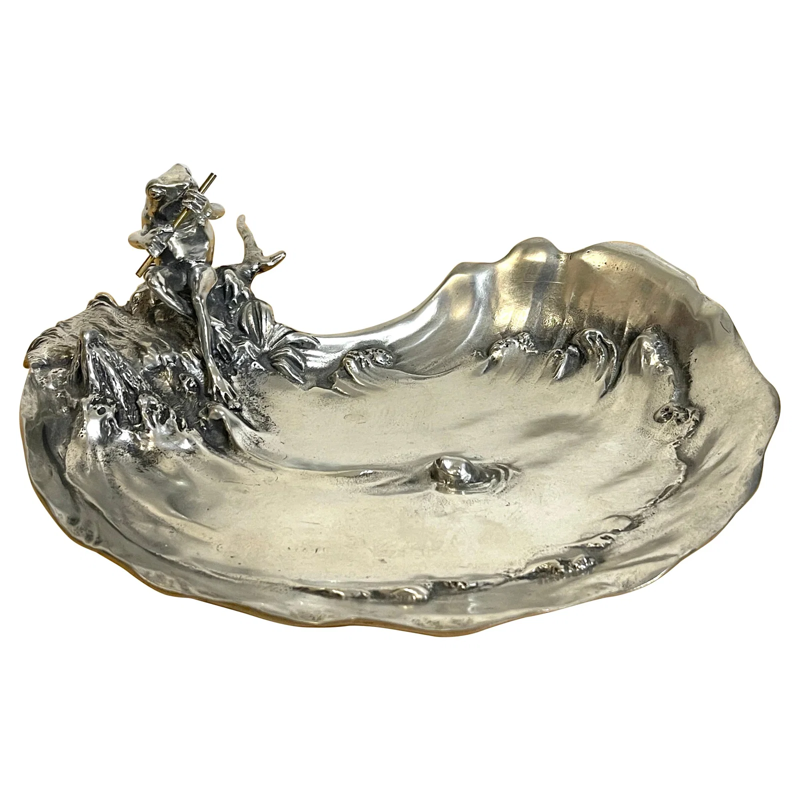 Art Nouveau Pewter Frog Motif Dish by Achile Gamba WMF