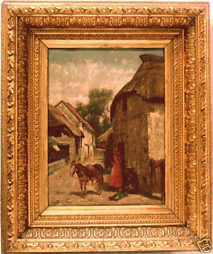 Arthur Potter 19th Century Signed Oil Painting Village Scene