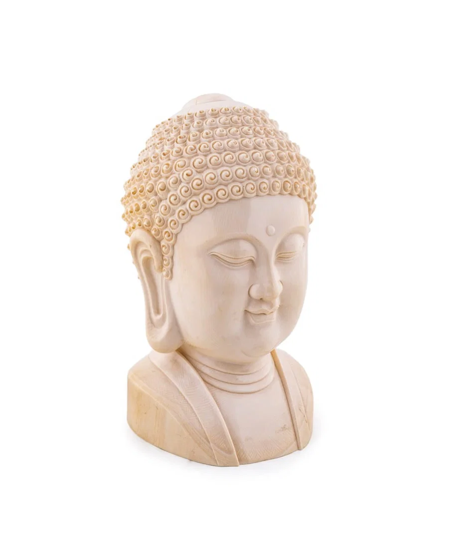 ASIAN CARVED BONE BUST OF BUDDHA