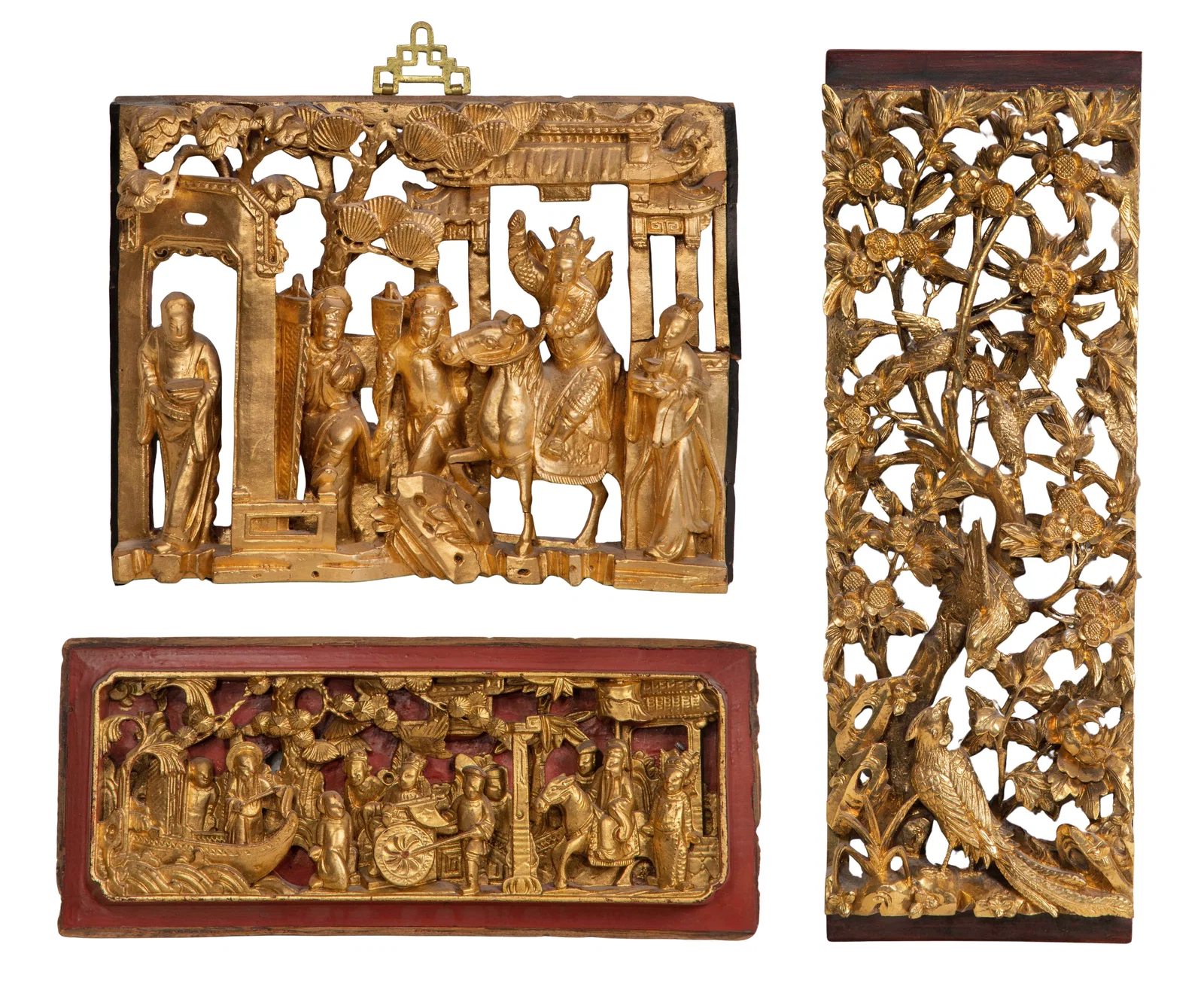 Asian Carved Gilt Wood Panel Assortment