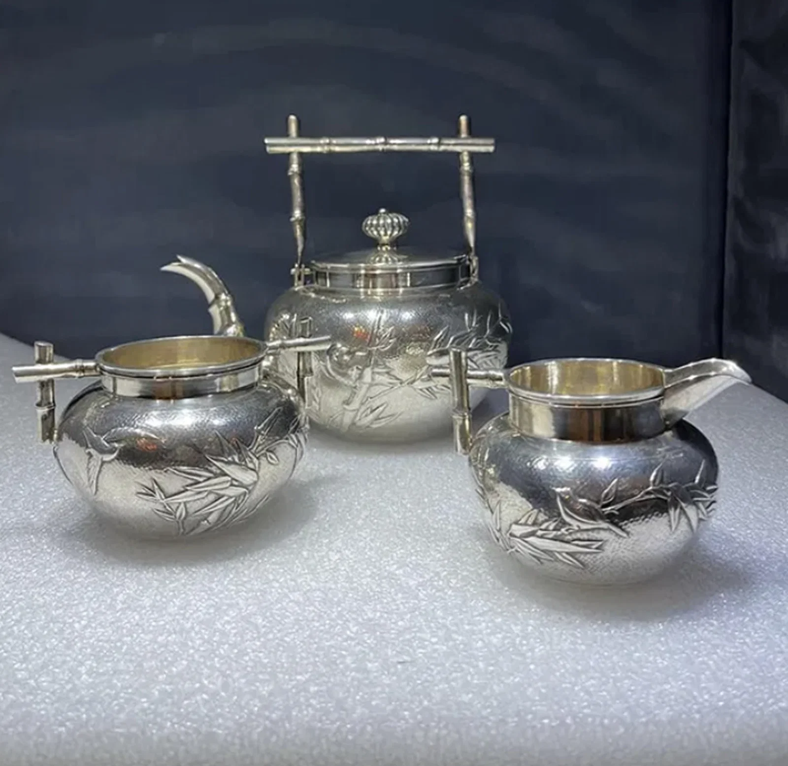 ASIAN Meiji STERLING SILVER TEA SET LATE 800S EARLY 900S