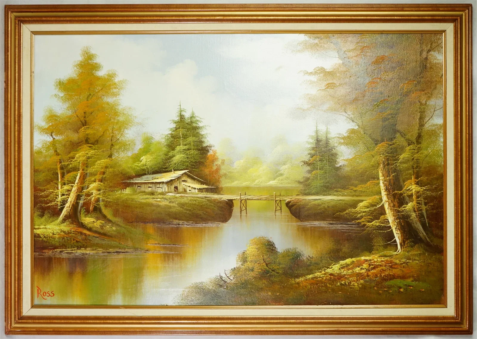 Attr. Bob Ross ’Woodland River Landscape‘ Oil Painting
