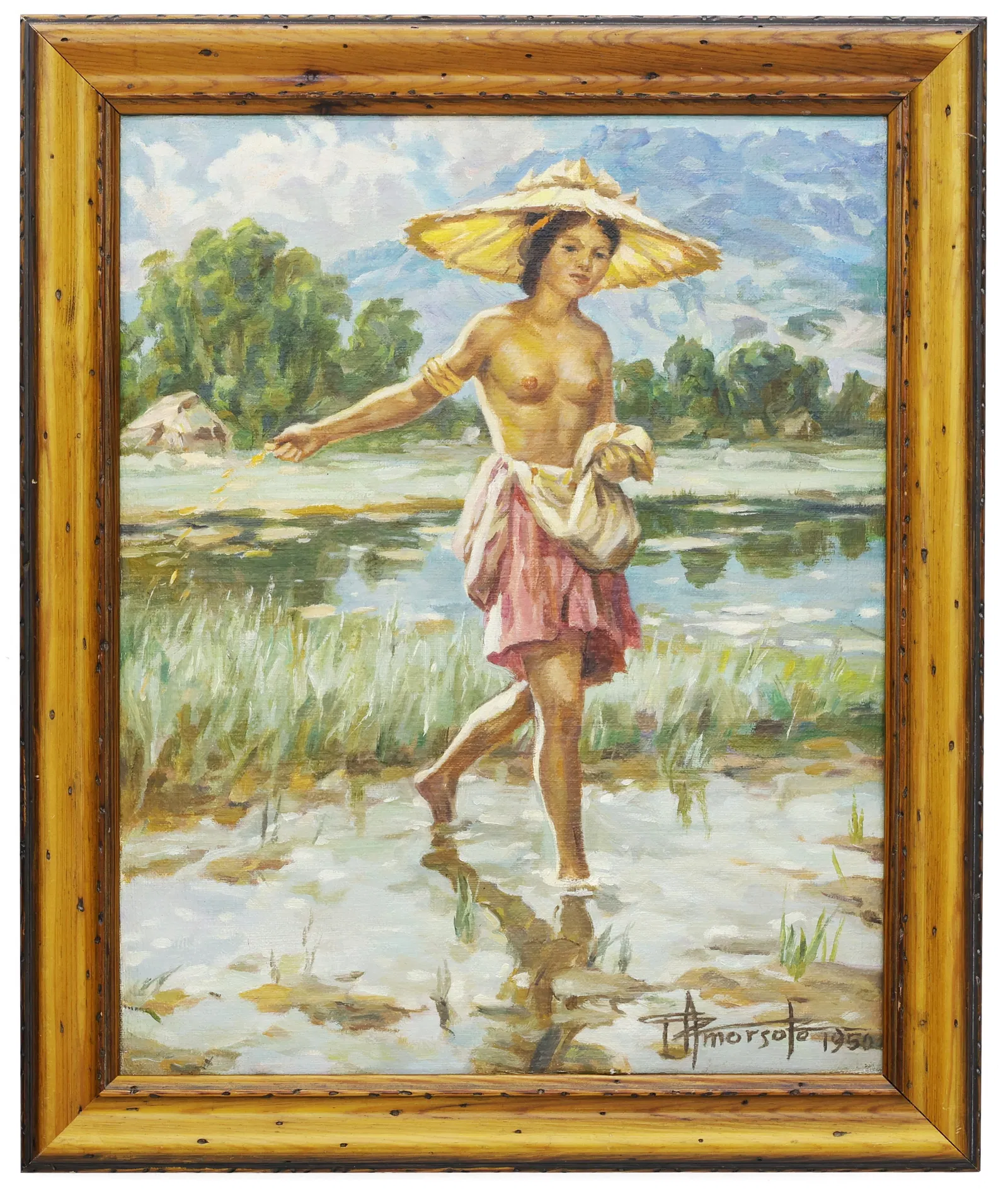 Attr to Fernando Amorsolo (Philippines) Dalagang Filipina, Oil on Canvas