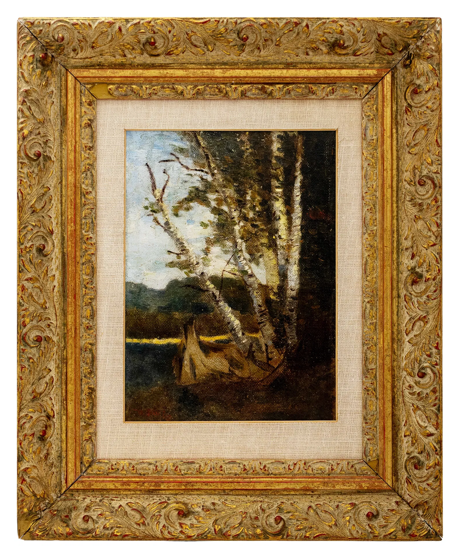 Attr to Narcisse Virgilio Díaz de la Pena, Forest Landscape with Birches, Oil on Board