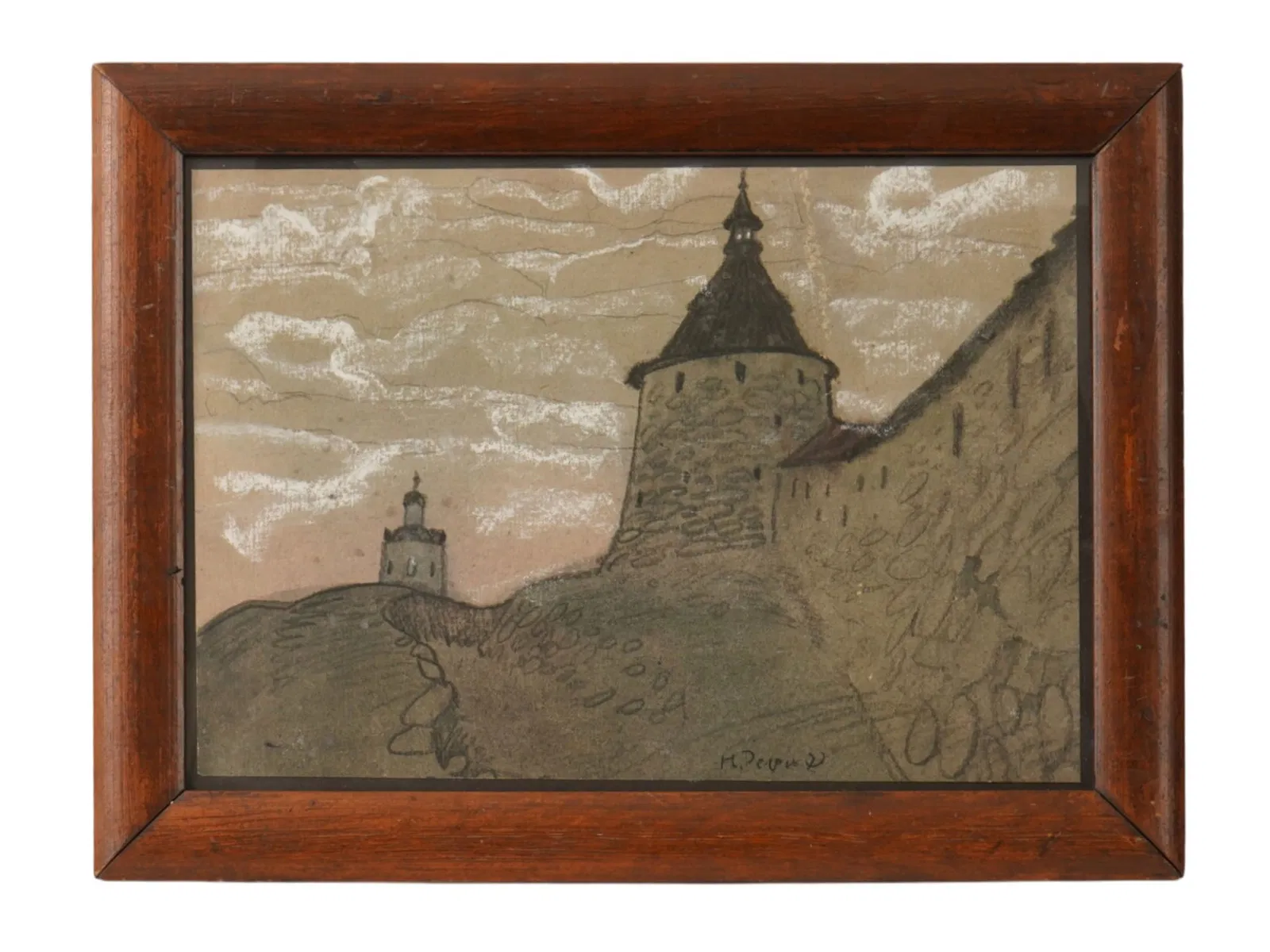 ATTR TO NIKOLAI ROERICH RUSSIAN PASTEL PAINTING