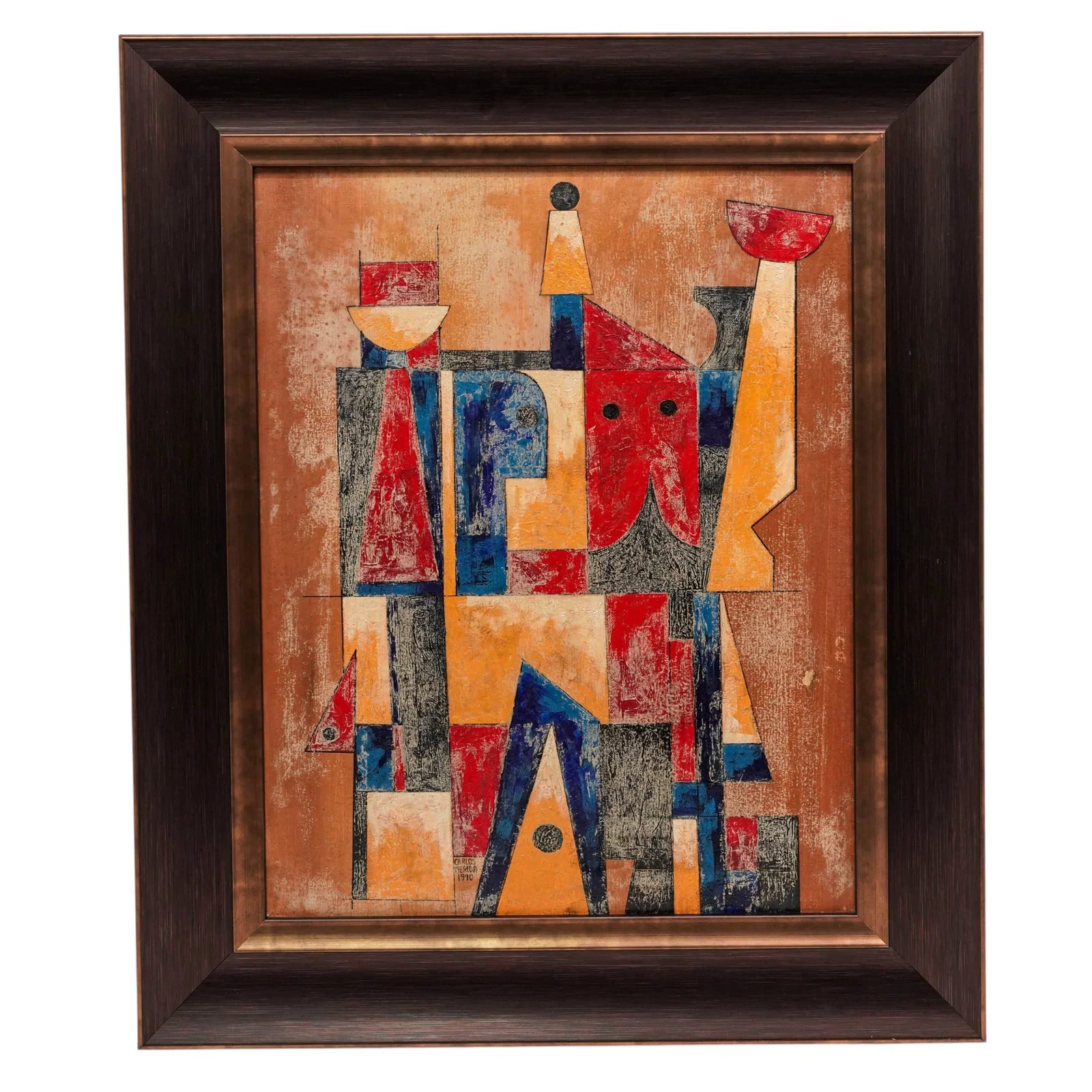 Attrib. Carlos Merida Abstract Cubism Oil on board