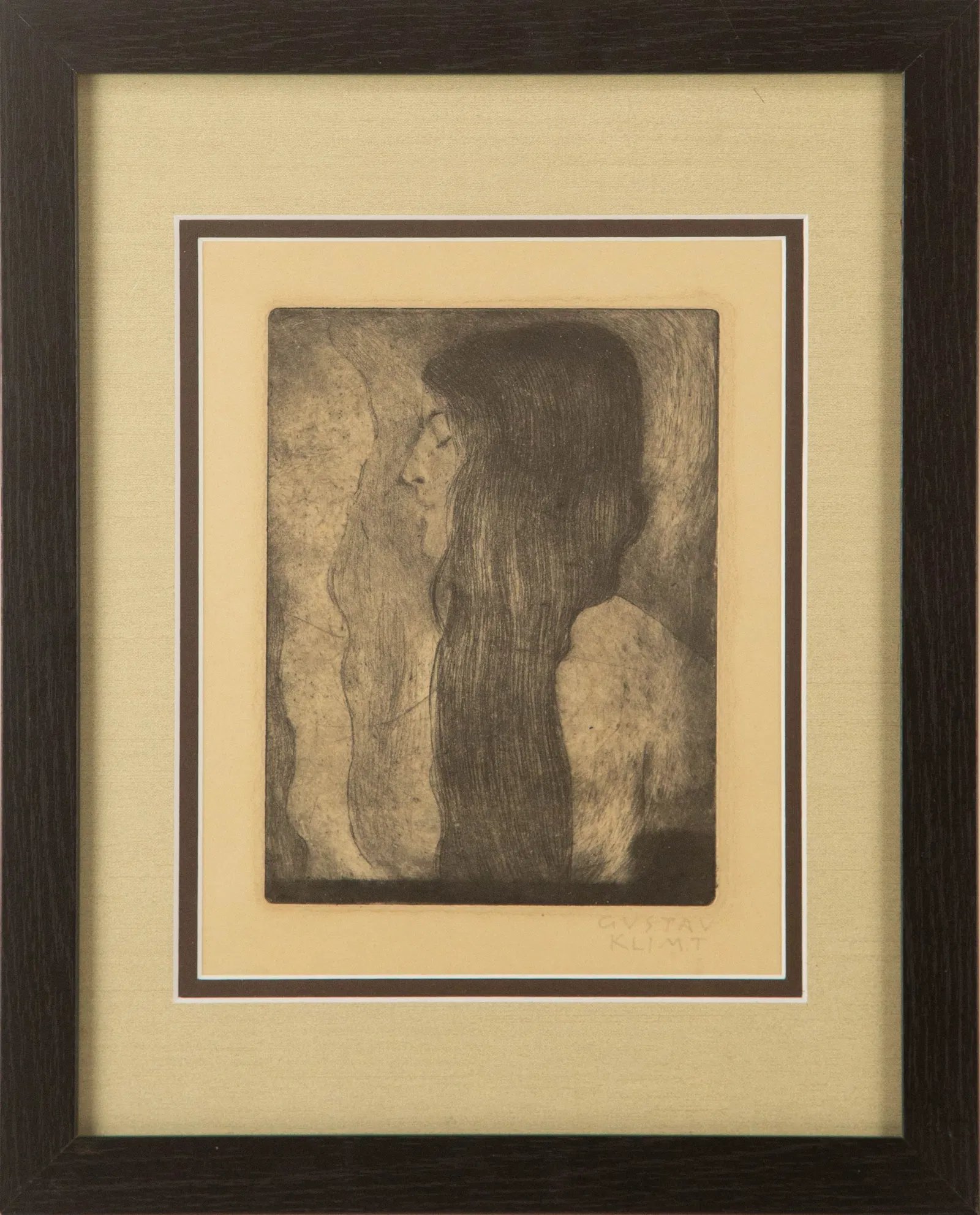 Attributed to Gustav Klimt ( Austrian, 1862 - 1918 ) "Woman in Profile" Etching Portrait