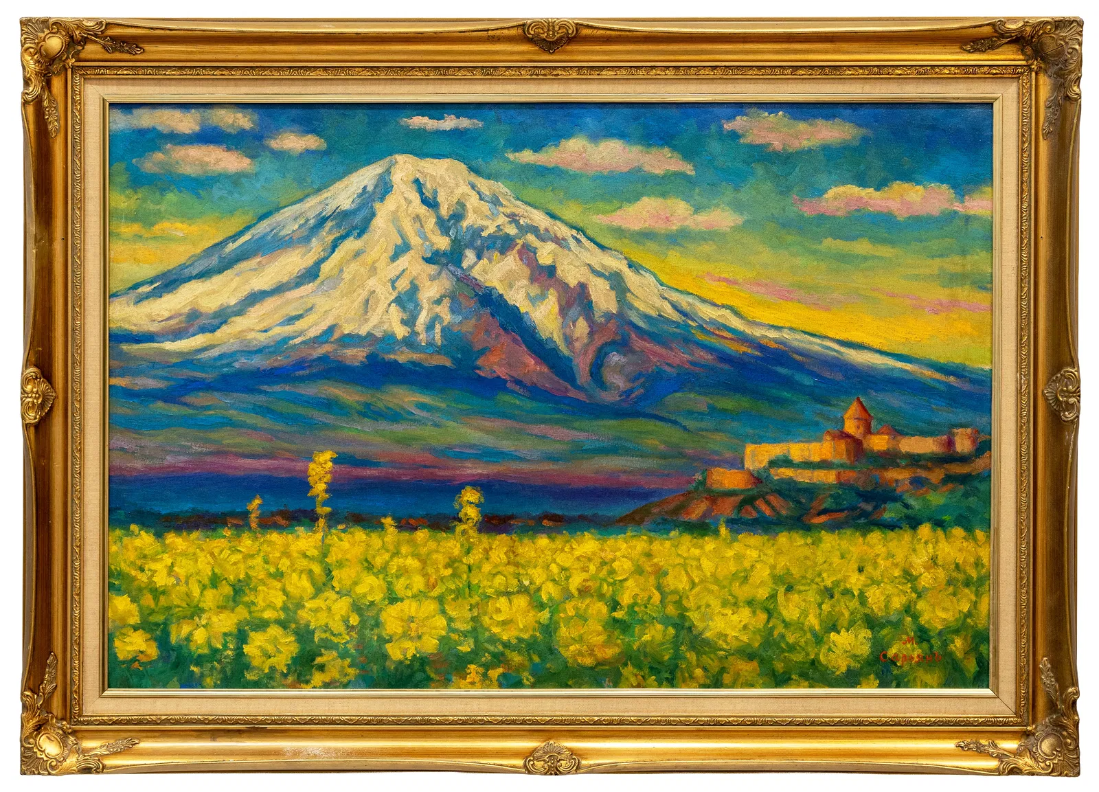 Attributed to Martiros Sarian (Russia/Armenian), Mount Ararat in Spring, Oil on Canvas Painting
