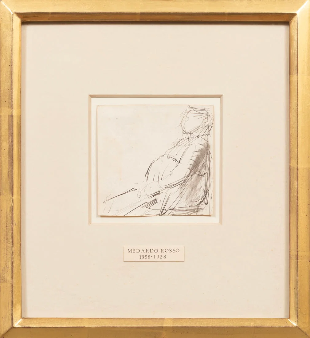 Attributed to Medardo Rosso, Italian 1858-1928, "Portrait of a Man (Possible Self-Portrait)", pencil