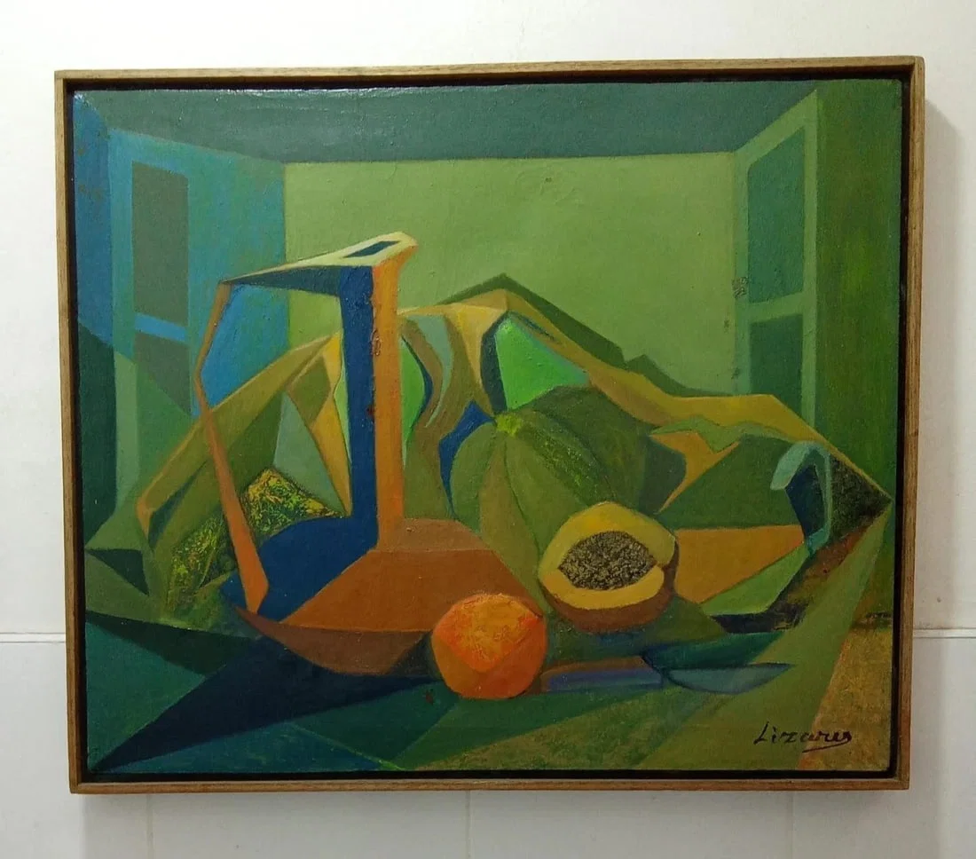 Attributed to Original Cubism 1970s By LUIS LIZARES - OIL CANVAS "Still life" / Unique