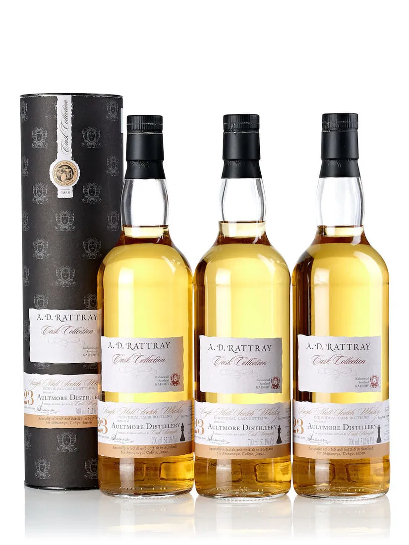 Aultmore A.D. Rattray Cask Collection 23 Year Old, 1991 (3x 700ml)