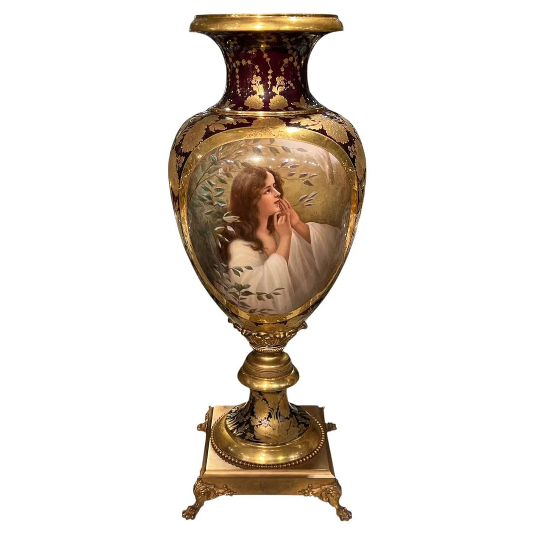 Austrian Porcelain Bronze Vase Signed Wagner 19th Century Royal Vienna Style