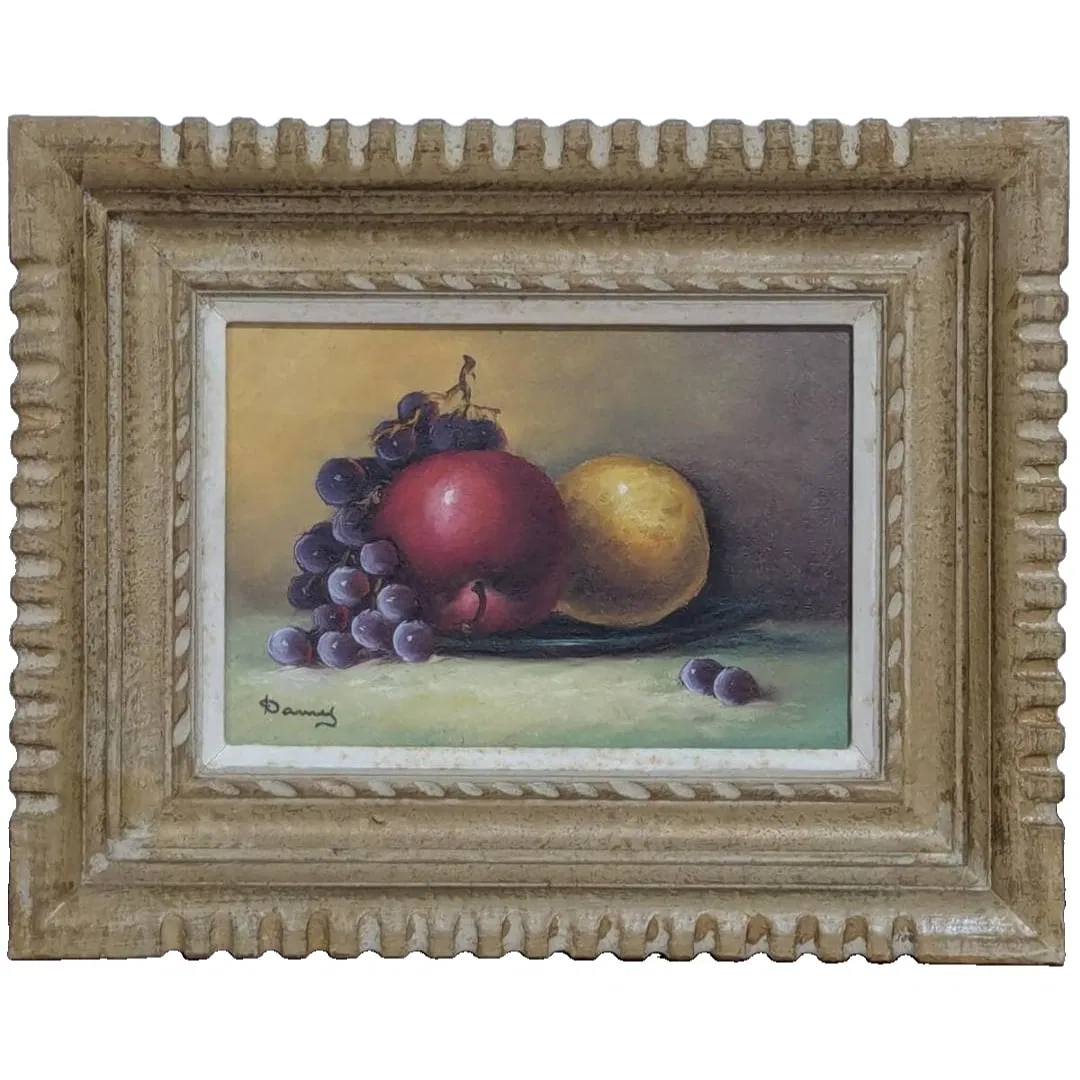 Authentic Artwork: Oil Painting on SM Canvas - Still Life with Fruits: Grapes, Apples, Citrus