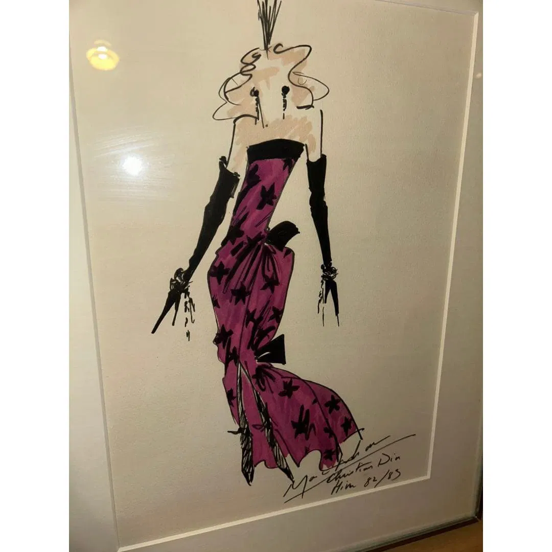 Authentic Christian Dior Marc Bohan Original Fashion Illustration