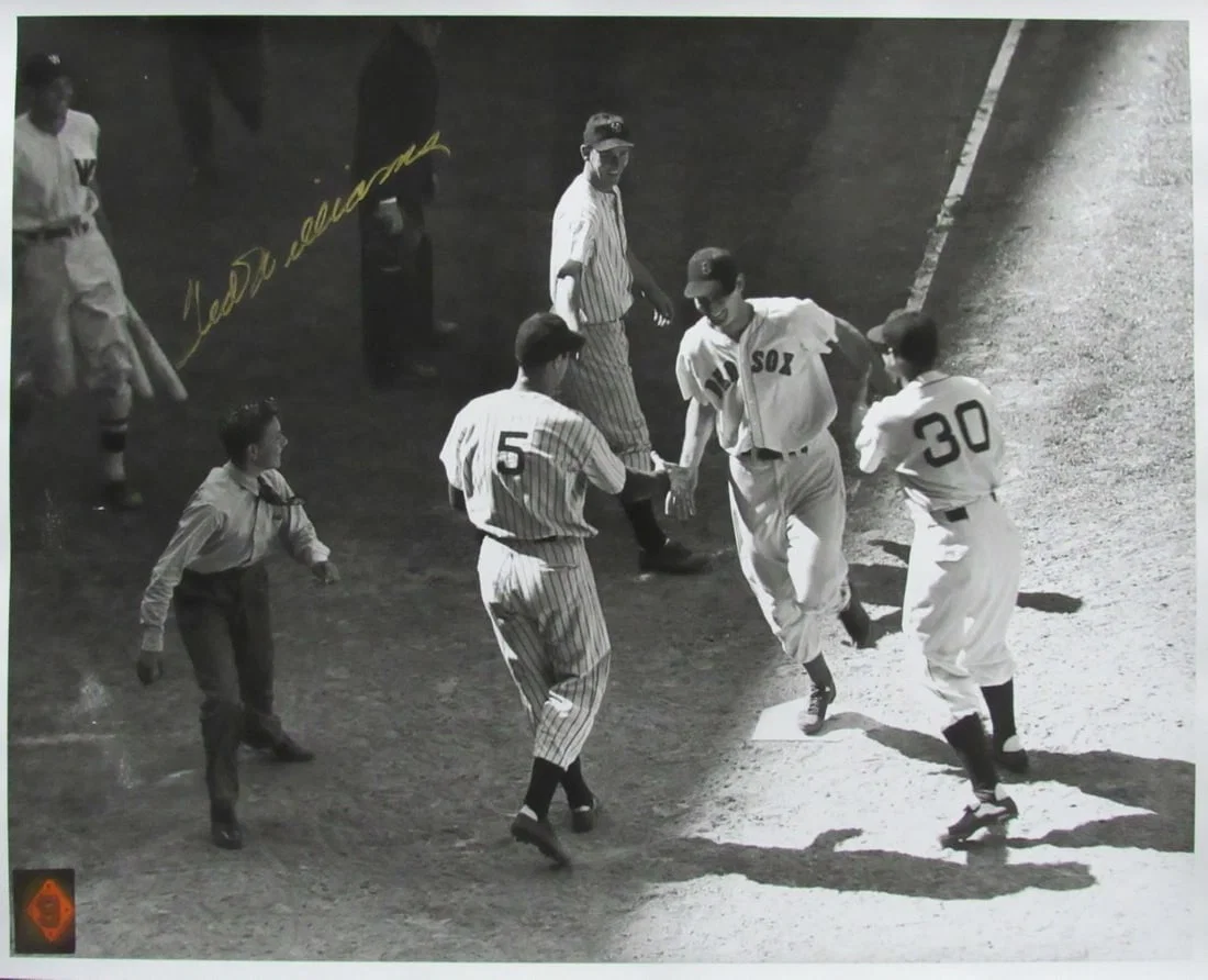 Autographed 16x20 Photo Ted Williams Red Sox With Green Diamond Hologram