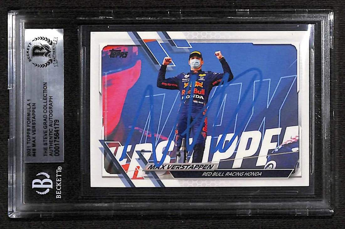 Autographed 2021 Topps Formula 1 #48 Max Verstappen Card Beckett Authenticated