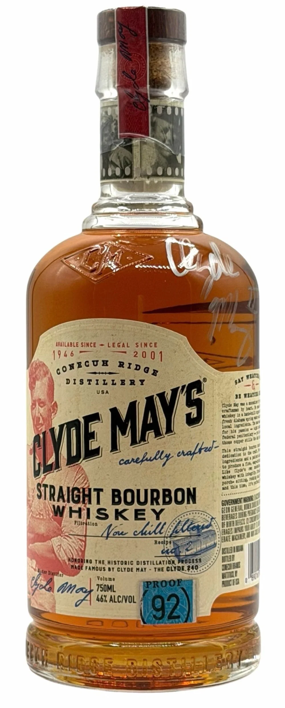 Autographed Clyde May's Straight Bourbon 92 Proof 750ML