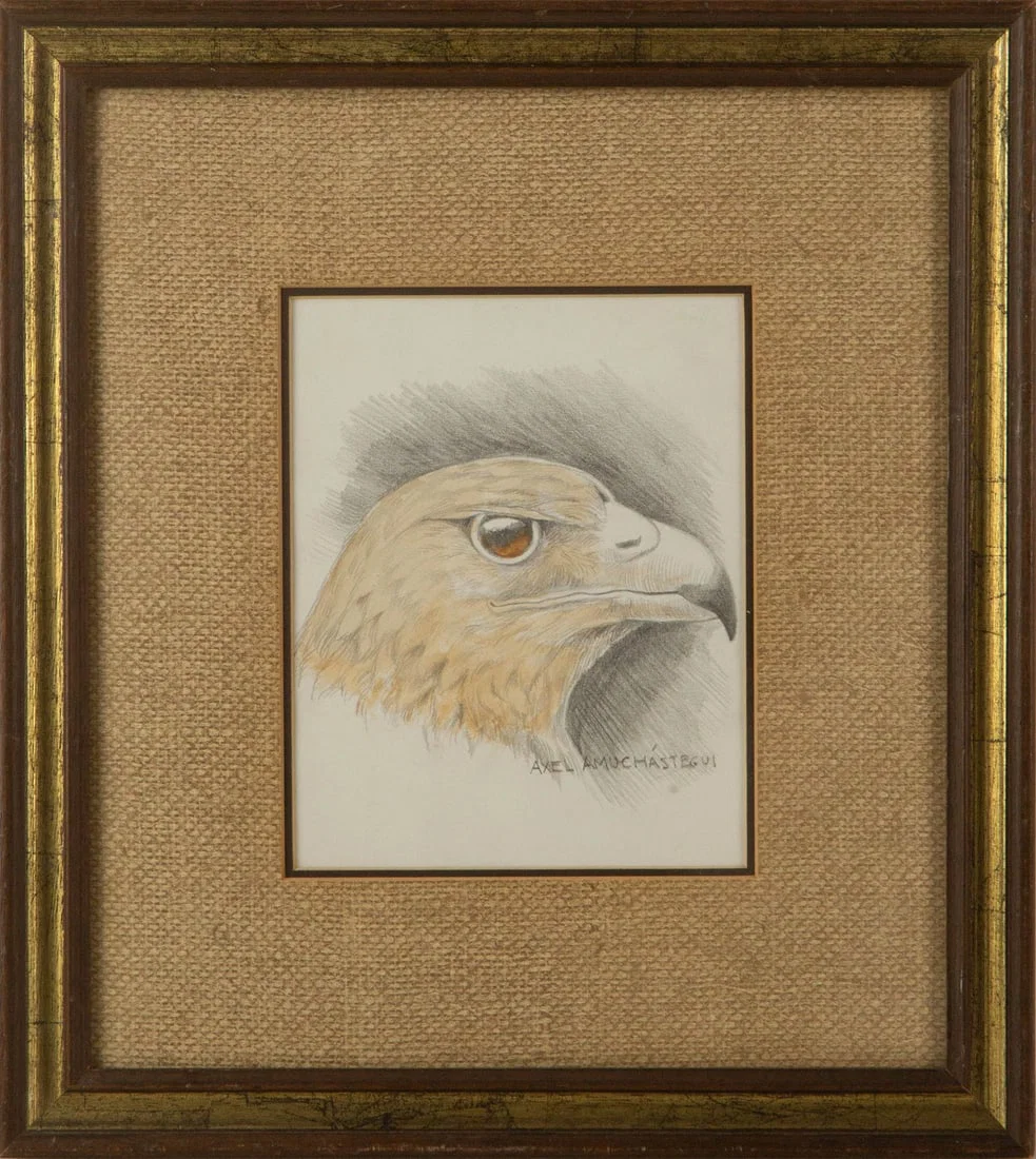 Axel Amuchastegui ( Argentina, 1912 - 1956 ) "Eagle" Animal Oil On Canvas