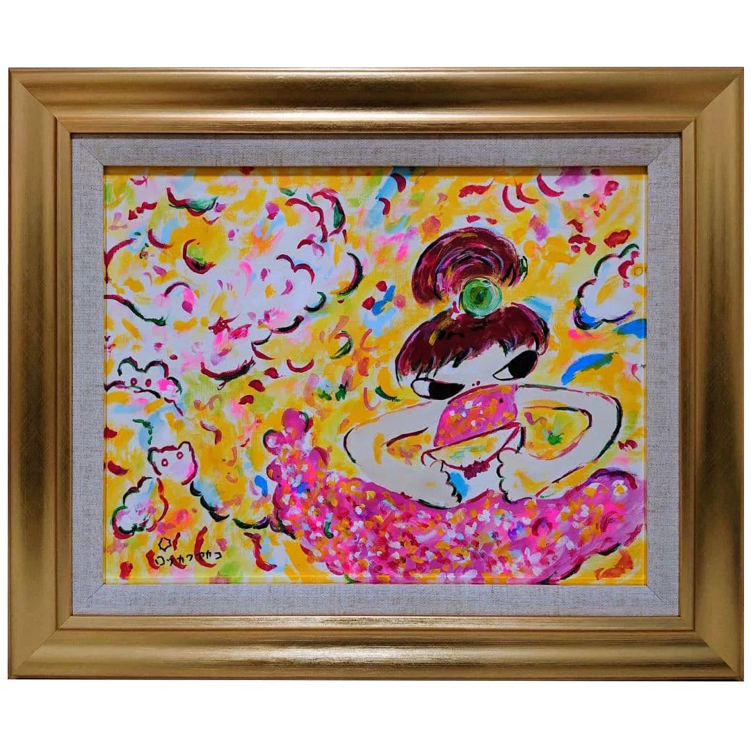 Ayako Rokkaku, F6 Size, Original Hand-Painted, Signed on Front and Back, Reverse Painting, Oil on
