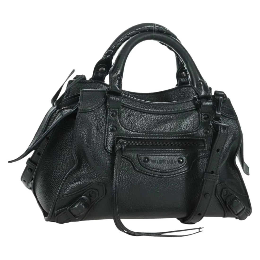 Balenciaga City XS Black Leather Two Way Handbag with Strap and Dust Bag