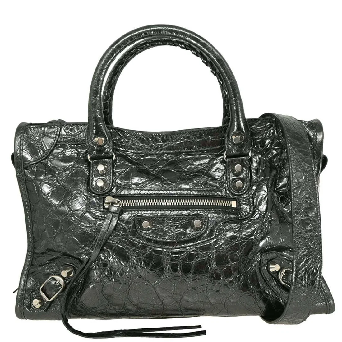 Balenciaga Silver Calfskin City Small Handbag 797789