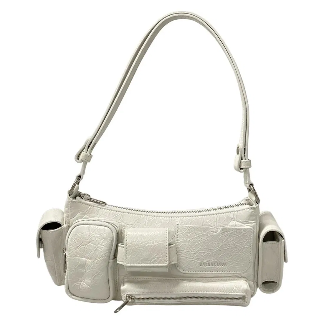 BALENCIAGA SUPER BUSY WHITE LEATHER SHOULDER BAG SHOULDER BAG