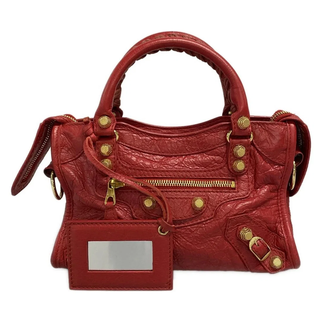 BALENCIAGA THE GIANT MINI CITY RED LEATHER HANDBAG
