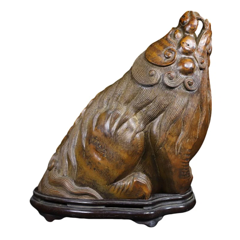 Bamboo root carving looking up to the sky, scented incense ornament.