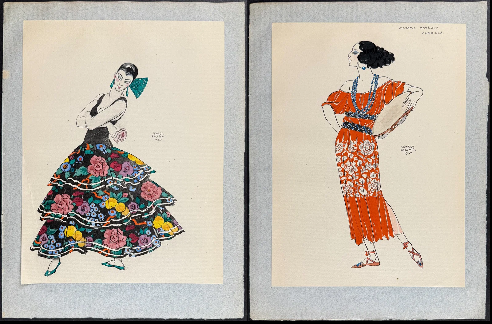 Barbier - Pair of Theater Costume Lithographs (Svoboda & Un Guerrier)