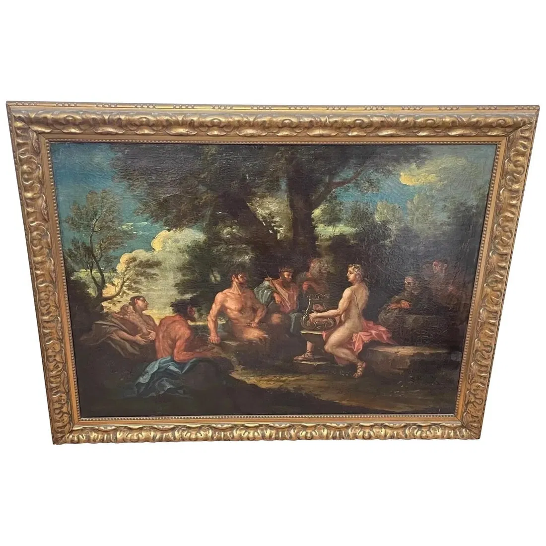 BAROQUE OIL PAINTING APOLLO AND MARSYAS MUSICAL CONTEST KING MIDAS JUDGMENT