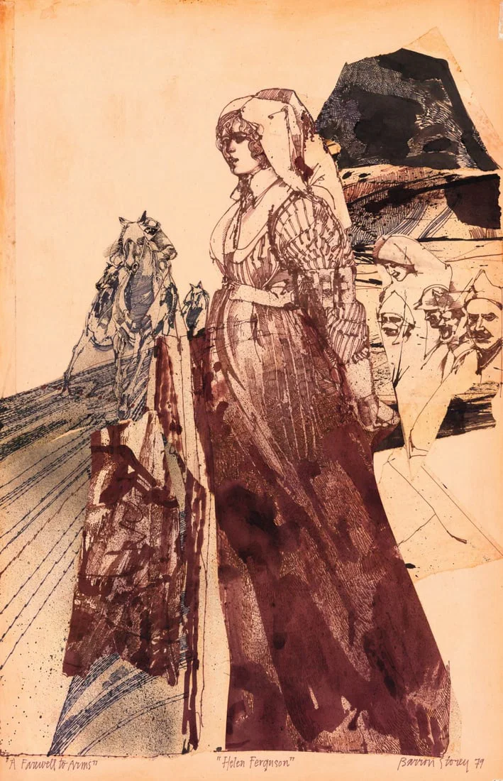 Barron Storey (CA,TX,1940-?) mixed media painting